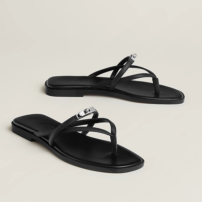 Sandales Plates Minimalistes Noires